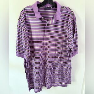 Bobby Jones Cotton Golf Shirt Purple White Stripes Size Large